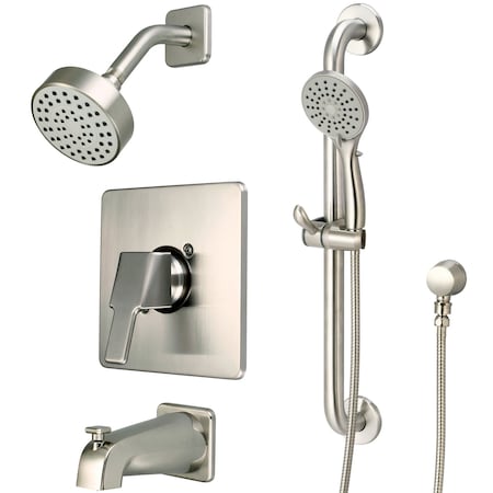 Single Handle Tub/Shower Trim Set W/Handheld In PVD Brushed Nickel